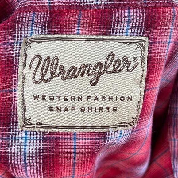 Wrangler Men's Western Fashion Snap Shirt Red Plaid Short Sleeves Size 2X - Picture 6 of 6